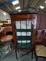 Edwardian Inlaid Glass front and side display cabinet