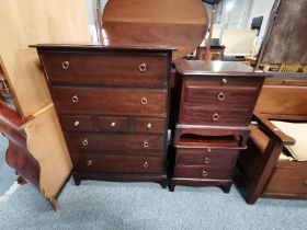 Stag Chest of drawers and x12 matching bedside drawers with tea tray