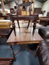 Antique square table and mahogany balloon back chair