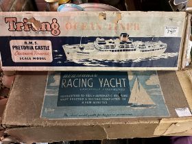 A Tri-ang Ocean Liner model, and a Bermudan Racing Yacht model