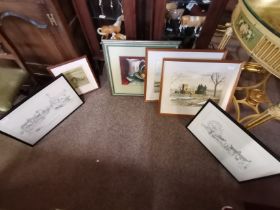 A group of framed pictures, originals and prints, Yorkshire interest