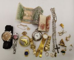 A mixed quantity of costume jewellery and watches