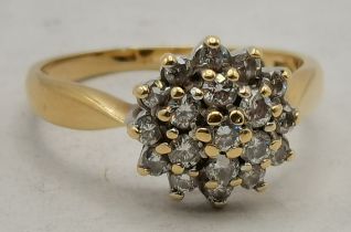 18ct Yellow Gold Diamond cluster ring