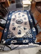 Large Blue and Cream Chinese rug