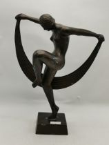 Art Deco style Bronze figure - Dancing Girl H24.5cm Condition Status Good: Overall in good condition