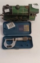 Vintage Moore & Wright Micrometer plus vintage tinplate toy train "4476"
