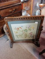 1956 Embroidered Fire Screen - Framed David Leach with Jacobean Crewel work by Penelope