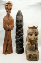 x3 Antique carved figurines