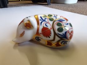 Royal Crown Derby Paperweight Sleeping Piglet