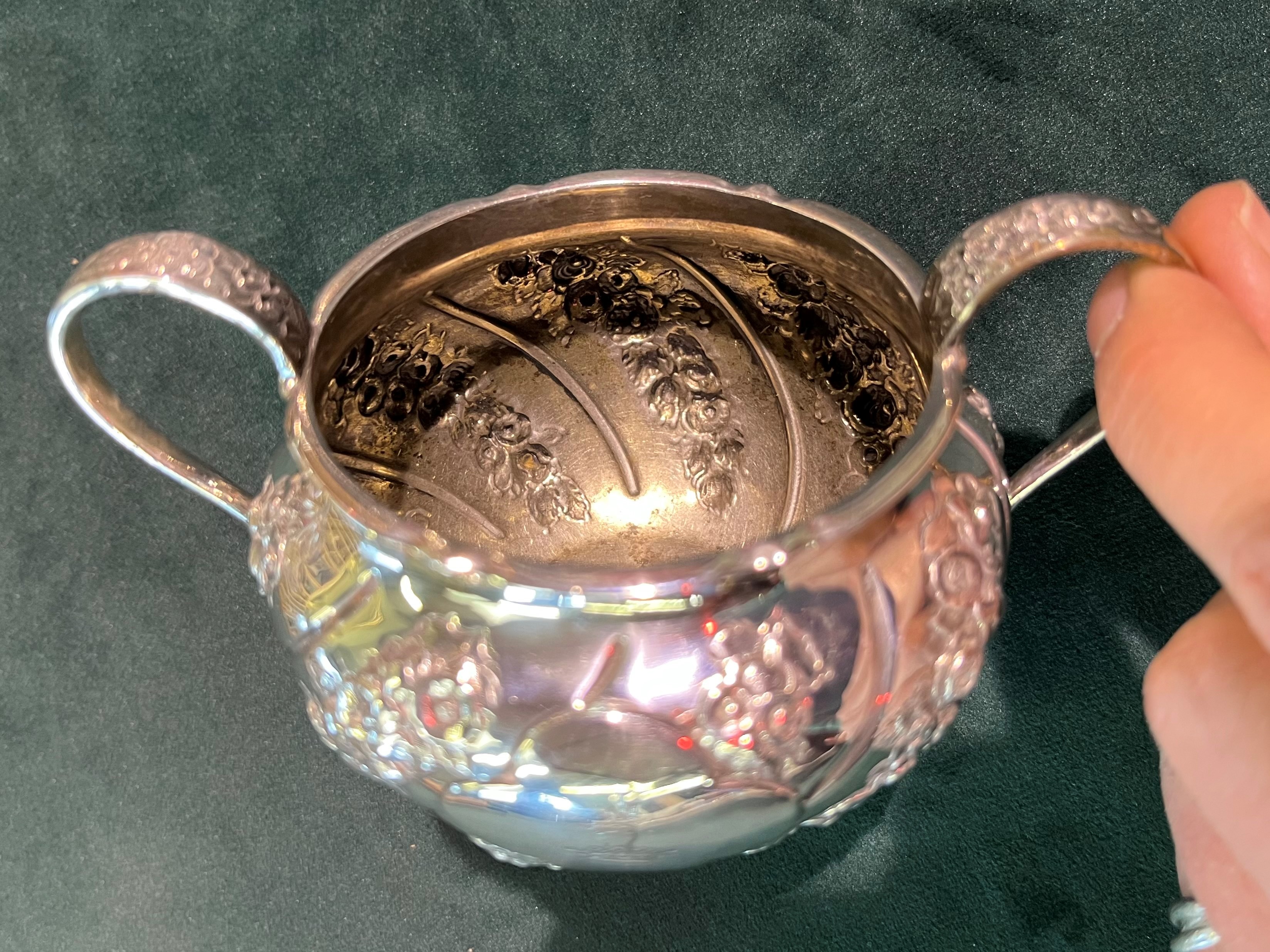 A Victorian silver three-piece bachelor's tea service - Image 6 of 9
