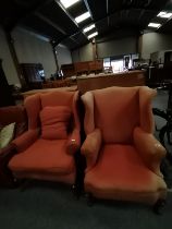 x2 large Wing Backed armchairs