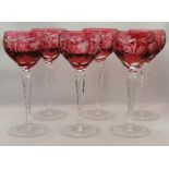 x6 Vintage German Nachtmann Crystal Wine Hock Goblets