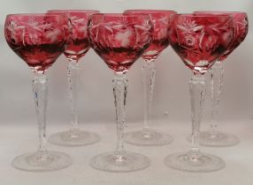 x6 Vintage German Nachtmann Crystal Wine Hock Goblets