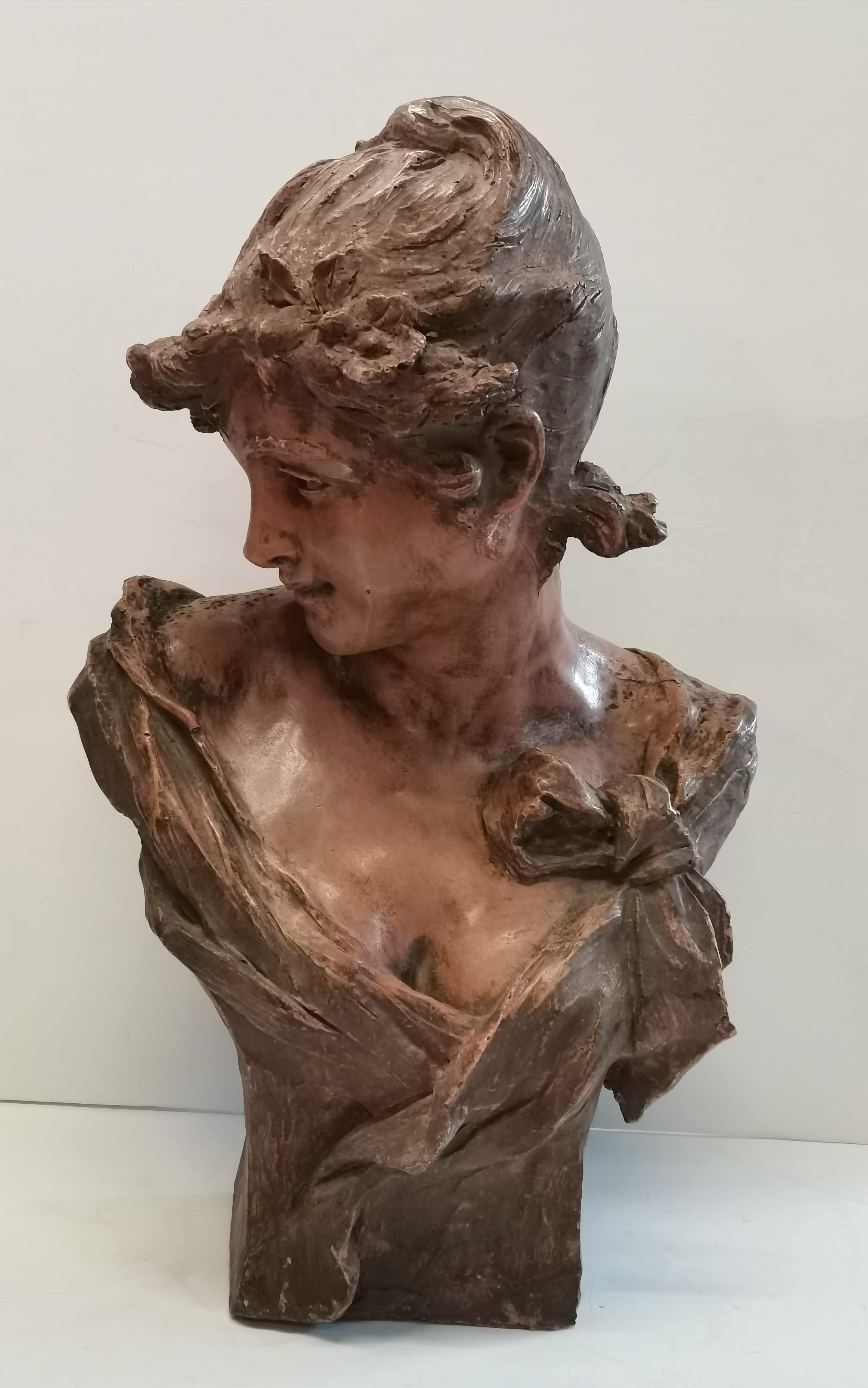 Art Nouveau style resin bust figure 50cm Height by A Foretay