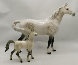 Beswick Dapple Grey Swish Tail horse plus Goebel Grey Foal