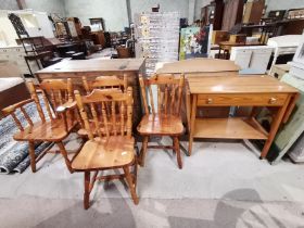 Pine drop leaf kitchen island on castors plus x4 Pine kitchen chairs