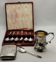 A small group of assorted silver, Victorian and later