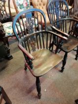 A yew wood Window chair ( missing a leg and stretc