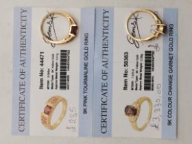 x2 9ct Yellow Gold Rings Size Q