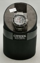 A gent's Citizen Eco-Drive steel bracelet chronograph wristwatch
