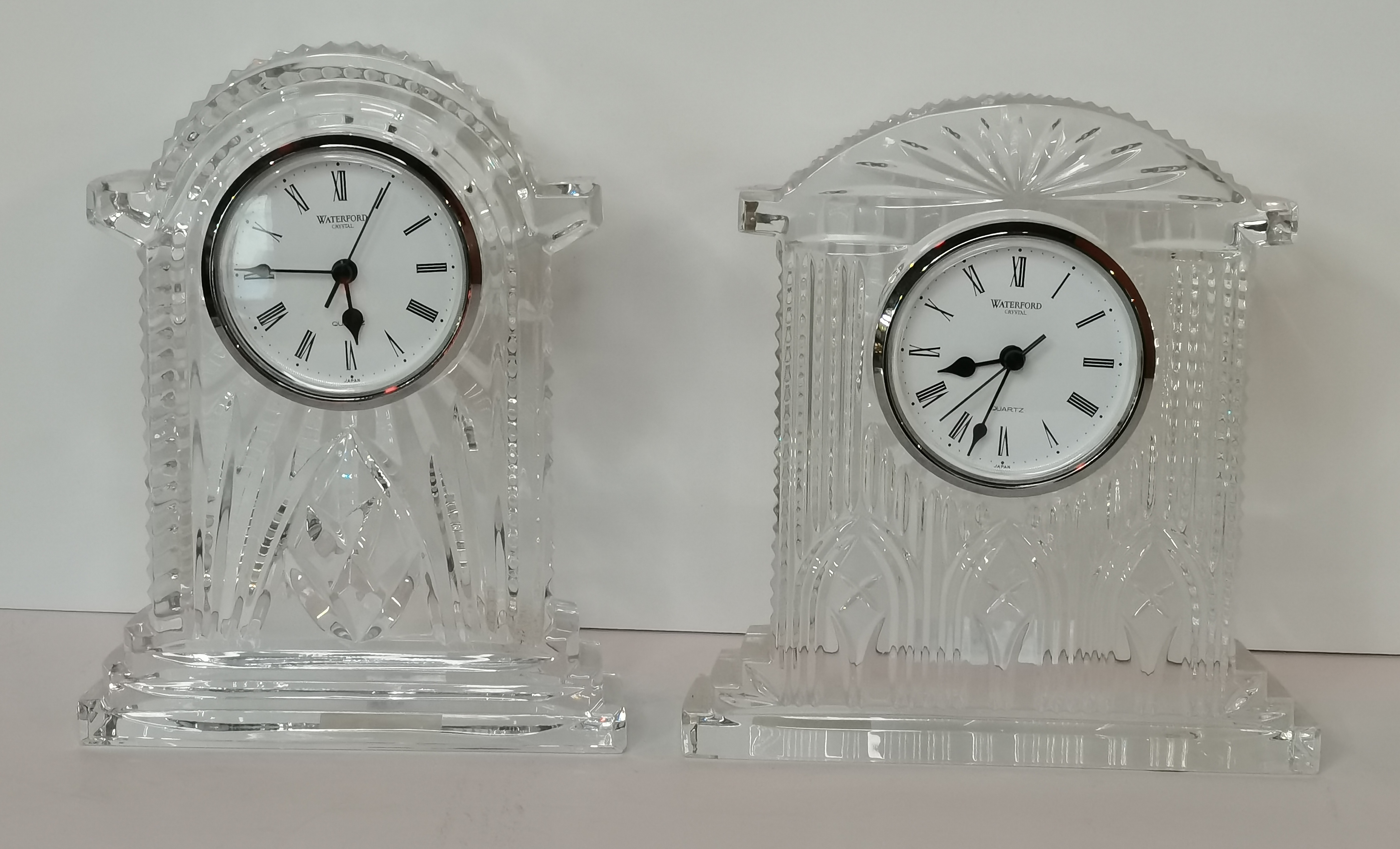 x2 Waterford cut glass mantle clocks