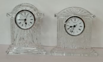 x2 Waterford cut glass mantle clocks