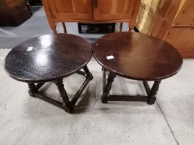 A pair of antique oak round side Tables