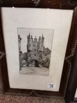 Six framed reproduction etchings of York