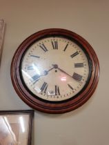 A large wall clock with Roman numerals originally from SHERIFF HUTTON school MADE BY A VARNEY YORK