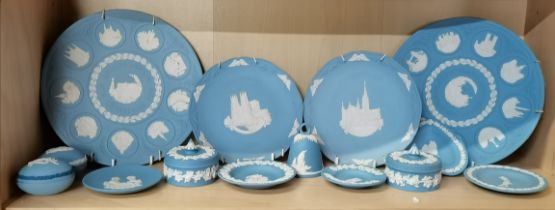 A group of Wedgwood blue jasperware