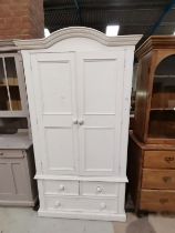 Painted pine double wardrobe with 2 drawers under