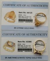 x2 9ct Yellow Gold Rings Size Q