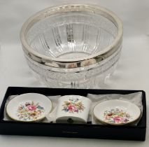 A Mappin & Webb Prince's silver plate-mounted cut glass bowl