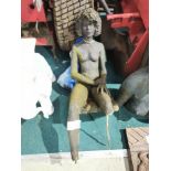 Garden Sculpture - "Sally" seated figure (1980) in Cement Fondue painted bronze