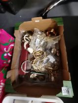 Box of costume jewellery and cutlery