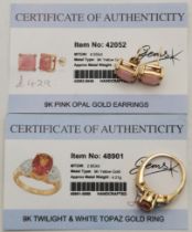 9ct Gold Ring plus Opal Earrings