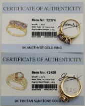 x2 9ct Yellow Gold rings size Q