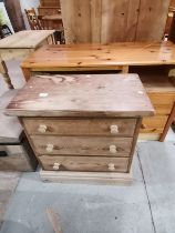 Antique Pine small chest of drawers and pine computer desk