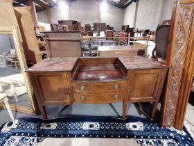 Edwardian Inlaid sideboard with brass rail