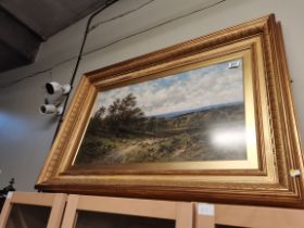 19th Century Oil painting of Sheep in a valley signed A.A Glendening 1903 bottom right Framed under