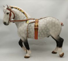 A Beswick Percheron horse in show harness