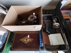 A box lot of silver plate etc