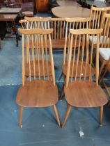 x4 Blonde Ercol High back “Moustache” dining chairs