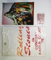 The Rolling Stones Ticket, T-Shirt and Programme - Earls Court London Thursday 27th May 1976.