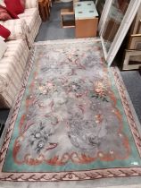 Large light green, cream and pink Chinese Rug 3m x 1.8m