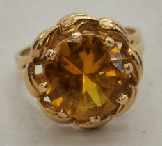 A 14 carat gold citrine cocktail ring