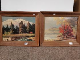 A pair of forest style small pictures