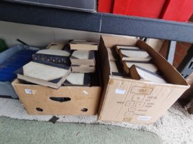 2 x large boxes full of CHARLES DICKINS leather bound books