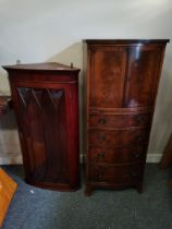 Glazed corner wall unit plus Bow fronted Drinks cabinet