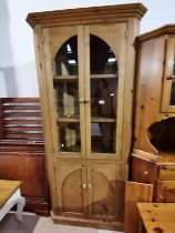 Tall Pine glazed top corner cupboard